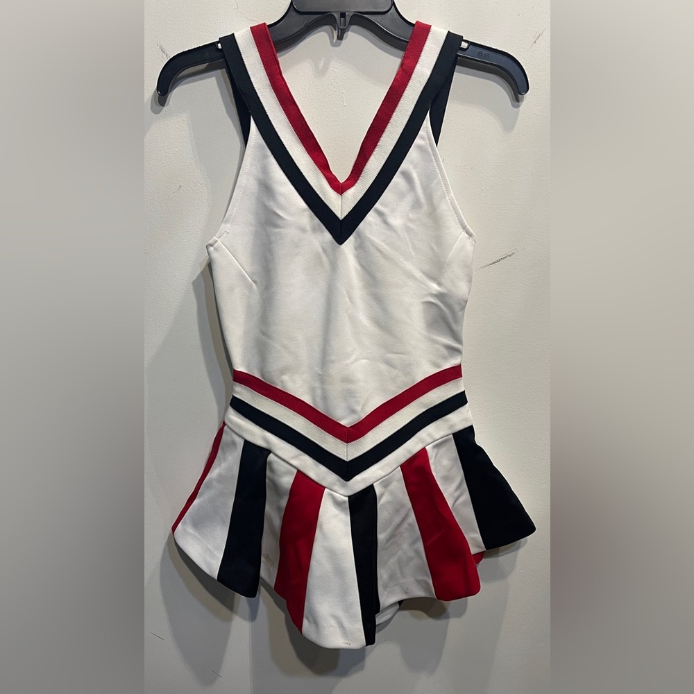 Red, Black & White Striped Allstar Cheerleader Uniform